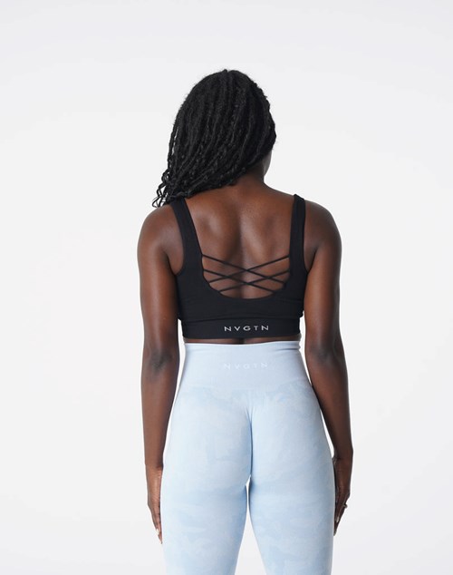 NVGTN Desire Žebrovaný Seamless Bra Černé | GNRLZ0197