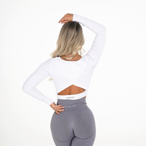 NVGTN Form Long Sleeve Crop Bílé | RKNSP0825